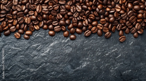 Black Background Enhanced with Scattered Coffee Beans 
