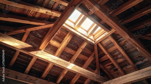 Wooden Framework of New Residential Construction Home Framing