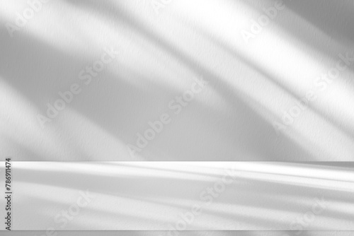 Wall interior background, studio and backdrops show products.with shadow from window color white and grey. background for text insertion and presentation product	