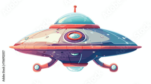 Fototapeta Naklejka Na Ścianę i Meble -  Cartoon doodle kids UFO spaceship. Alien spaceship. F