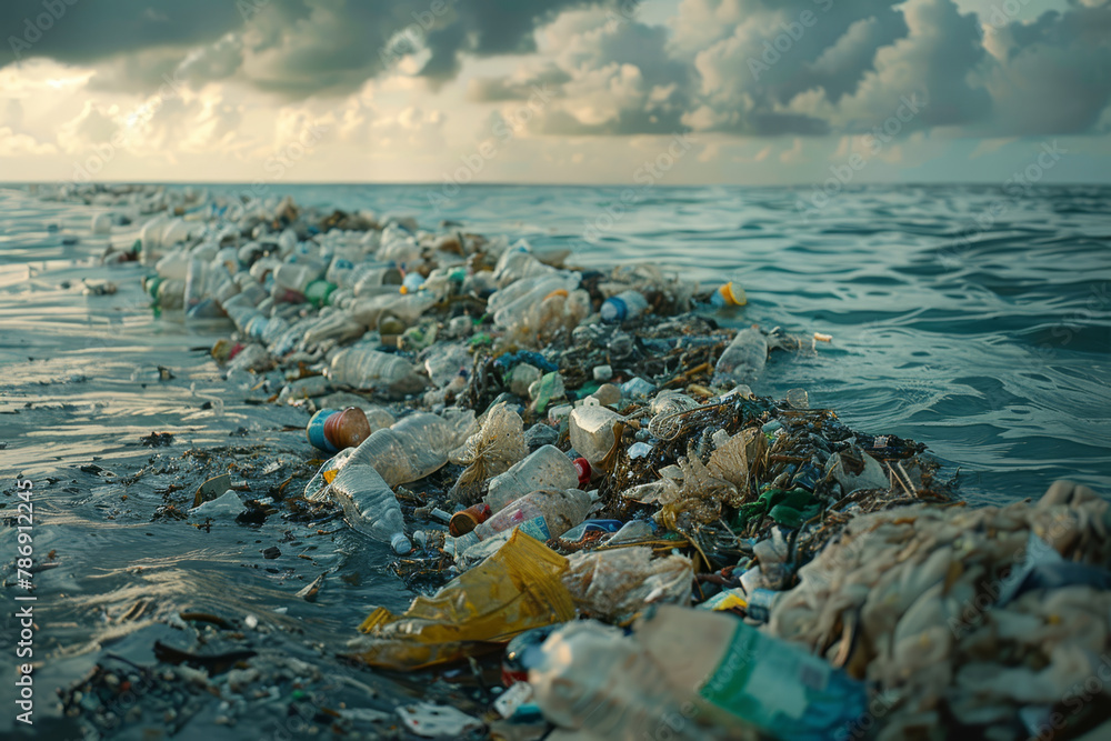 Massive Oceanic Plastic Pollution Island.