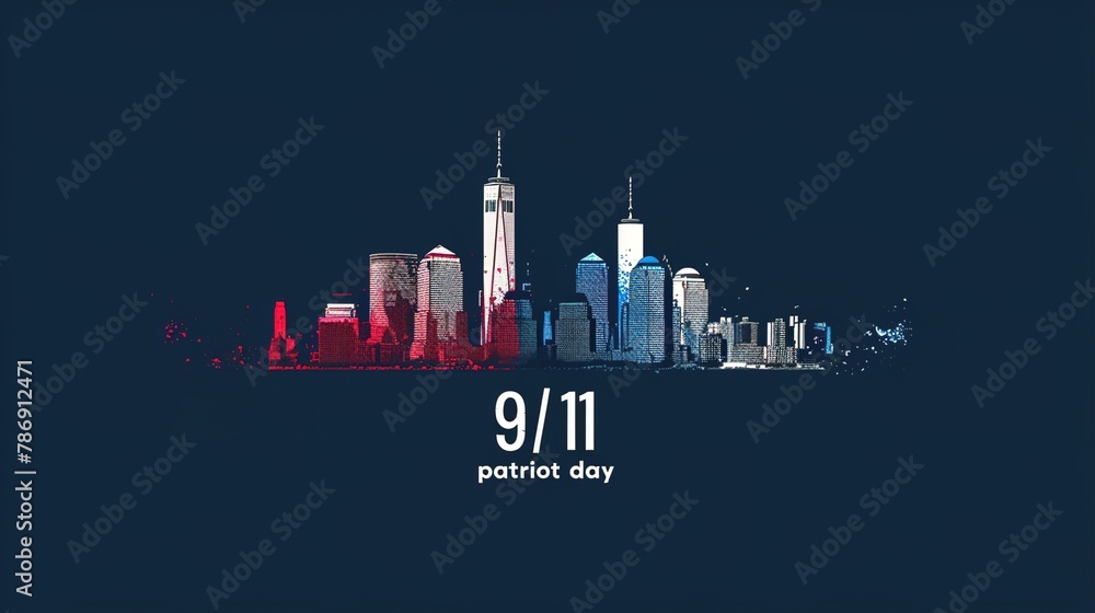 Fototapeta premium 11 September- illustration for Patriot Day USA poster or banner. illustration