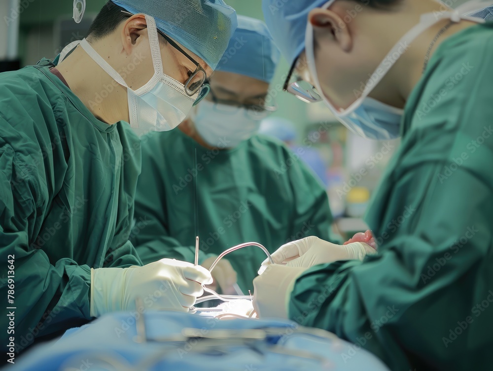 Several doctors in the operating room are working Several doctors in the operating room are working