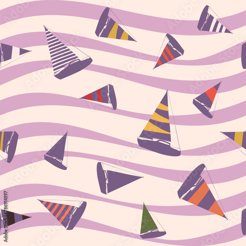 Sailboat seamless pattern, vector illustration