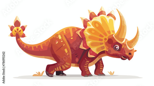 Cartoon triceratops flat vector isolated on white background