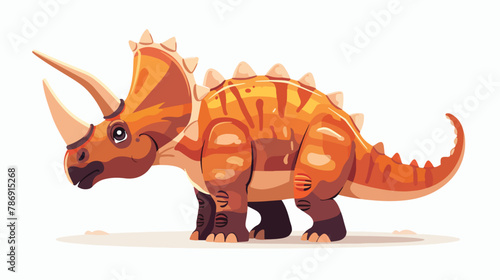 Cartoon triceratops flat vector isolated on white background