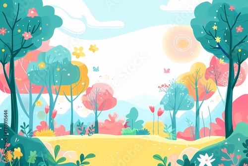 Cartoon forest  Illustration  colorful  Vector