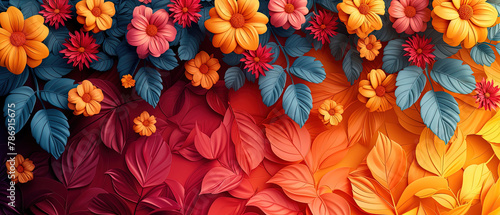 brightly colored paper flowers are arranged in a pattern photo