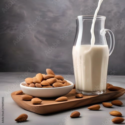 A glass of creamy cashew almond milk with a splash of honey1 photo