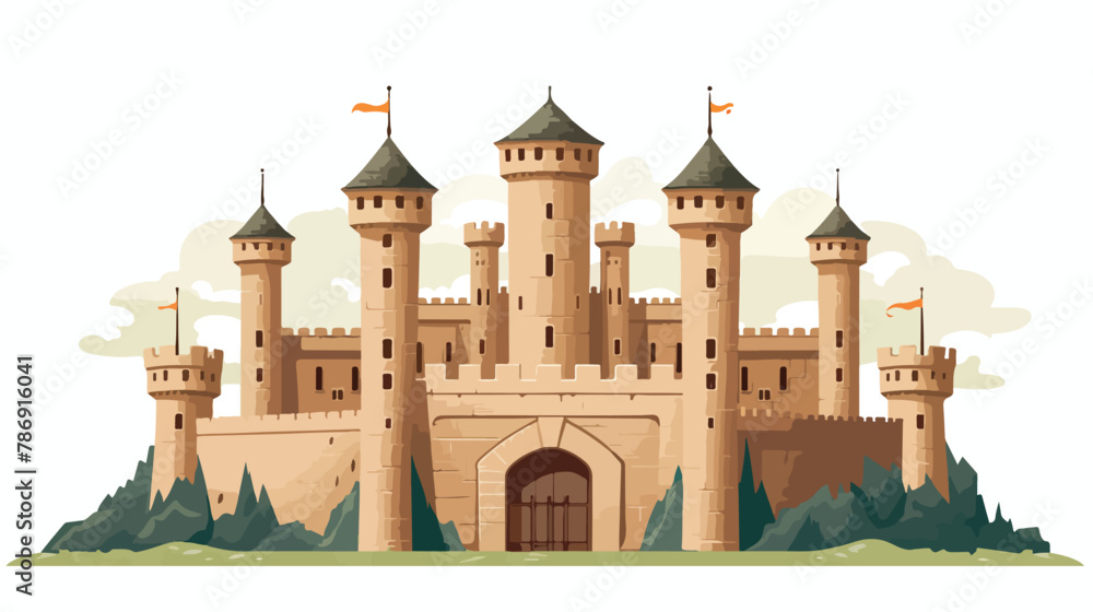 Castle fortress medieval architecture clipart vector