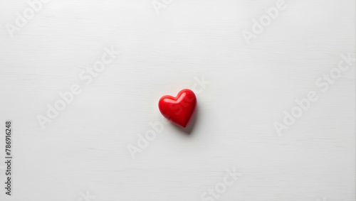 red heart on a white background with copy space 