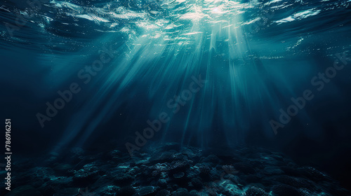 Sunlight Piercing Through Ocean Depth. © bajita111122