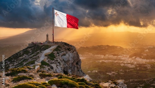 The Flag of Malta On The Mountain.