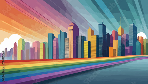 Prideful Cityscape  Embracing LGBTQ  Colors