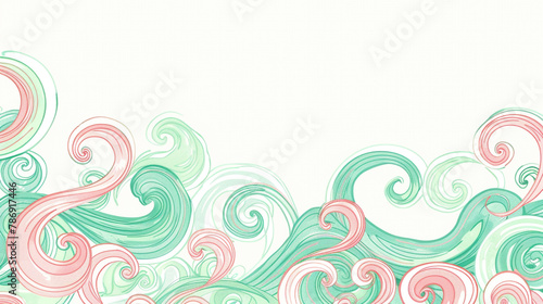 Whimsical border of pink and green swirls, hand-drawn for a fun, youthful flair.