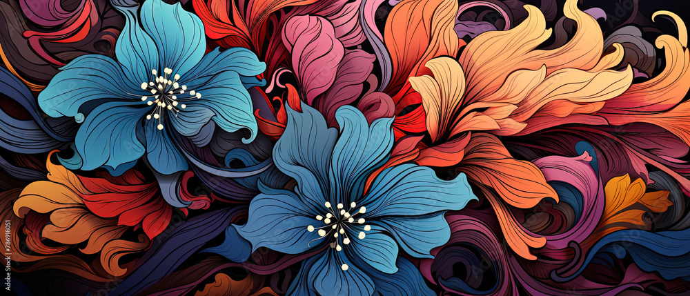 a many different colored flowers on a black background a many different colored flowers on a black background