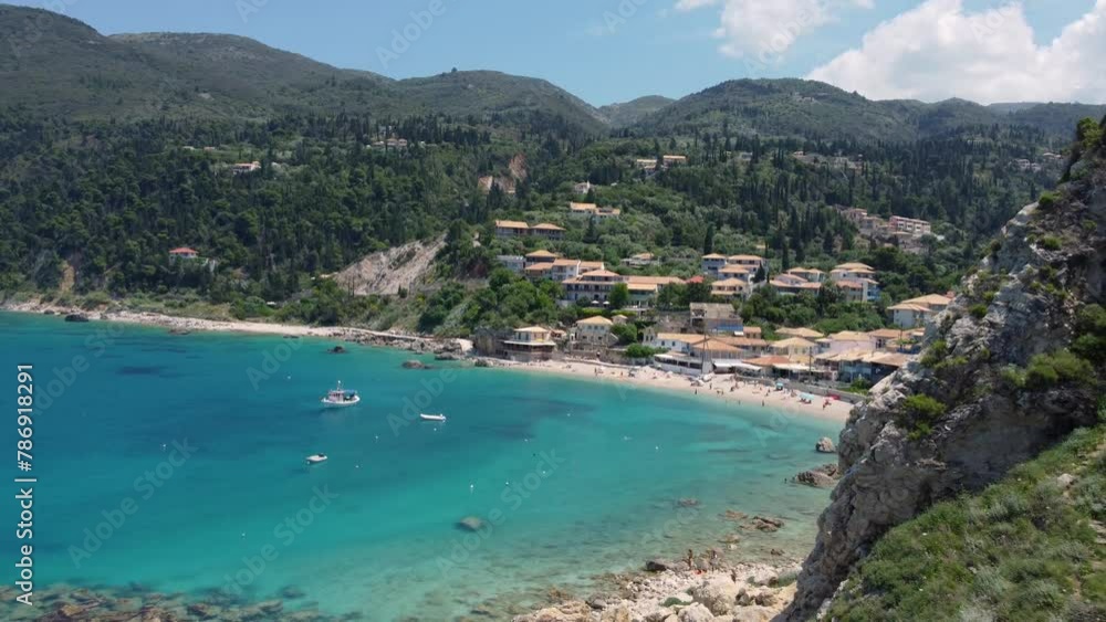 Aerial: Agios Nikitas beach in Greek island Lefkada Aerial: Agios Nikitas beach in Greek island Lefkada