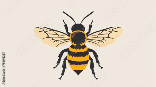 Cheerful cute black and yellow bee with wings flat vector © Aina