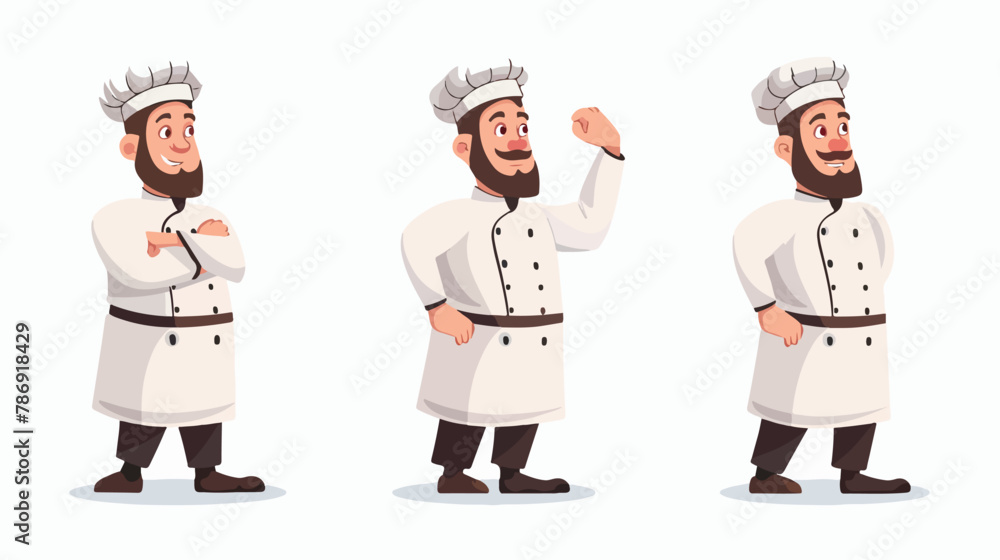 Chef character cartoon flat vector isolated on white