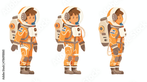 Child astronaut in a spacesuit. Kid. Childrens illustration