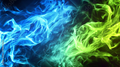 Electric and lime abstract flames, lively backdrop for photos.