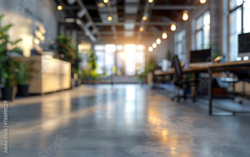 Blurred image of modern office interior and bokeh background.