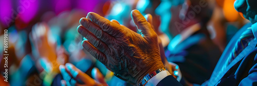 Clapping hands at a conference or corporate event in the 21st century photo
