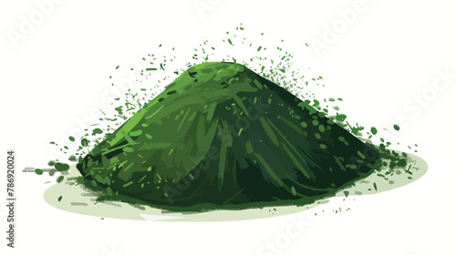 Chlorella Green algae powder Flat cartoon illustration