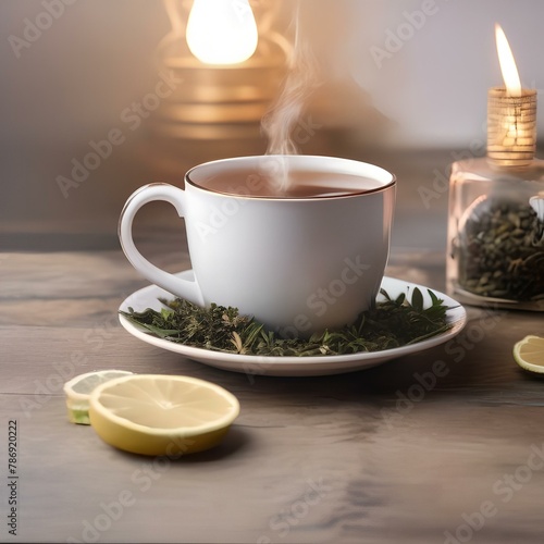 A steaming cup of herbal tea with a tea bag3
