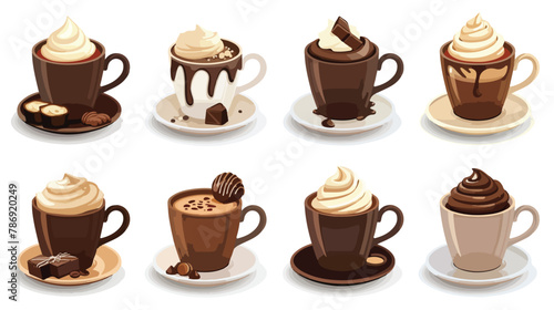 Chocolate cup beverage breakfast pictogram Vector illustration