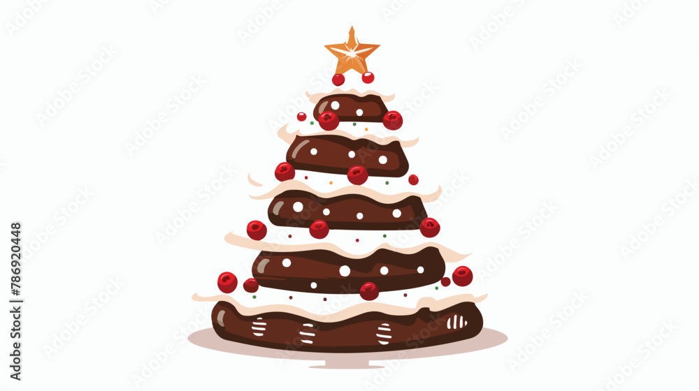 Christmas cake in the shape of a Christmas tree. vector