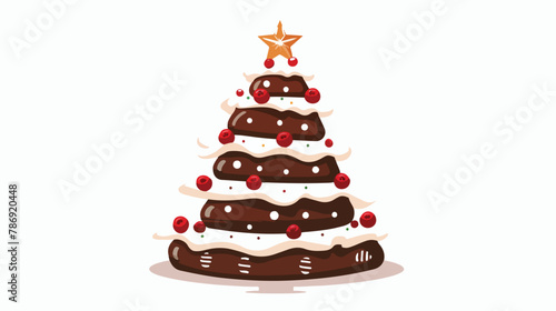 Christmas cake in the shape of a Christmas tree. vector