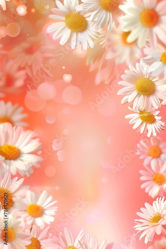 Springtime Daisies on Peachy Background