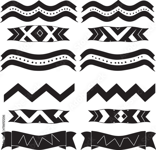 Black and white stylist decorative border design Silhouette vector collection.
