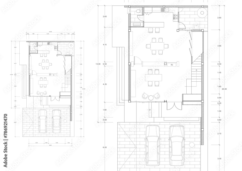 Floor plan designed building on the drawing. Floor plan designed building on the drawing.