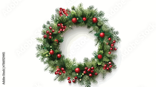 Christmas wreath. Realistic vector illustration. Elem