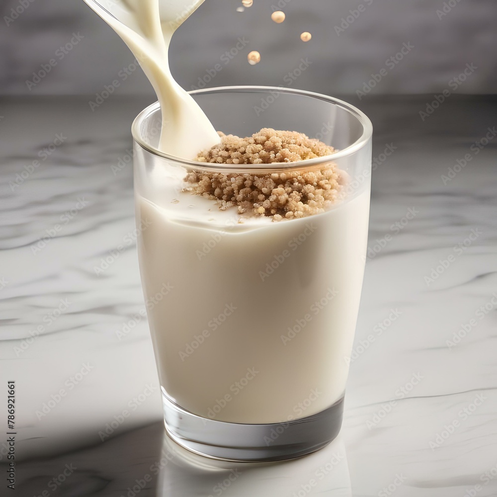 A glass of creamy quinoa milk with a splash of vanilla2 A glass of creamy quinoa milk with a splash of vanilla2