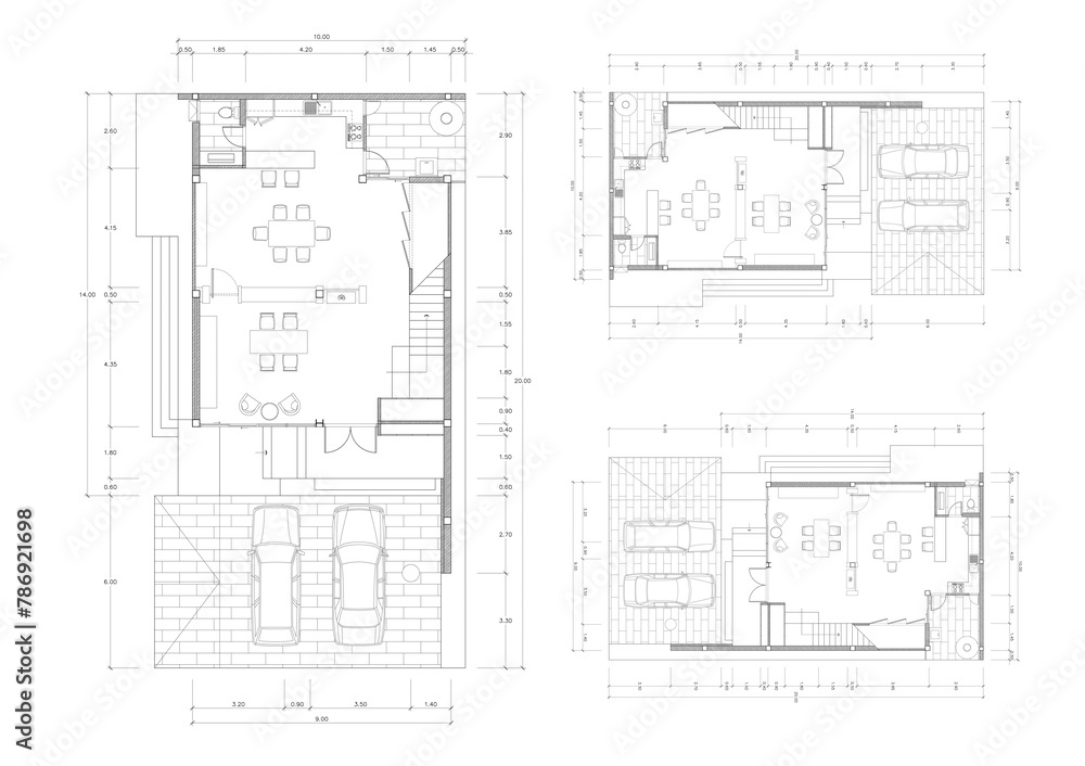 Floor plan designed building on the drawing. Floor plan designed building on the drawing.