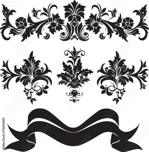 set of floral design elements for Christmas card. Different type of occasion visiting card  vector illustration. 