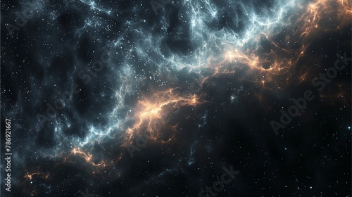 A vast expanse of the black void, depicting deep space, serves as the backdrop for this science fiction scene.