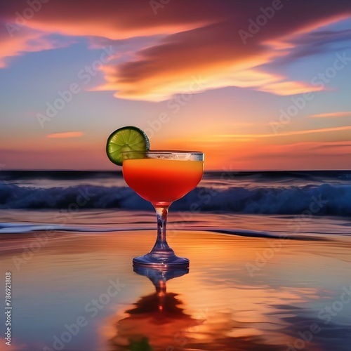 A colorful tequila sunrise cocktail with grenadine3