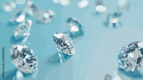 Classiccut diamonds on a blue background. 3d render