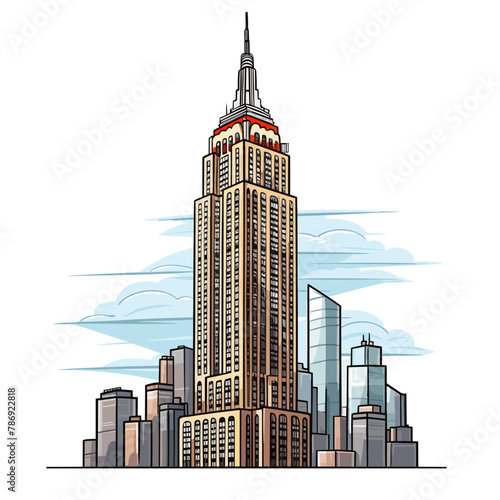 Empire State Building. Empire State Building hand-drawn comic illustration. Vector doodle style cartoon illustration