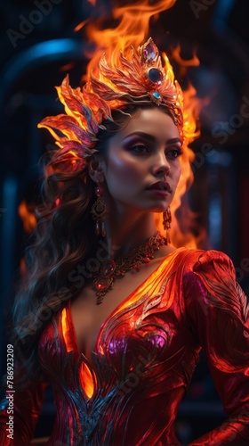 The goddess of fire in a sizzling dress.