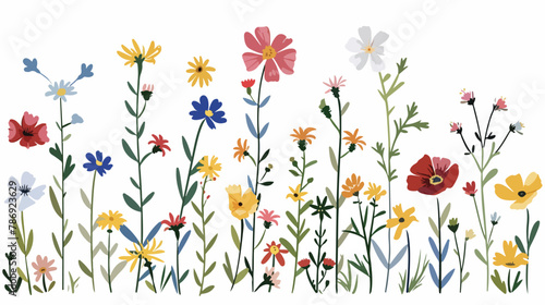 Clustered small and short flowers flat vector isolated
