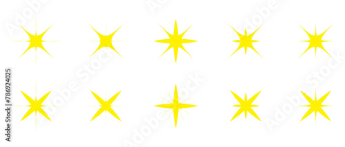 Twinkling stars vector set. Shiny sparks icon. Minimalist twinkle star shape symbols. Modern geometric elements, shining star icon set. Used in web , templates . Isolated on white background in eps 10