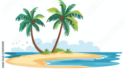 Coconut tree summer beach colorful vector design flat