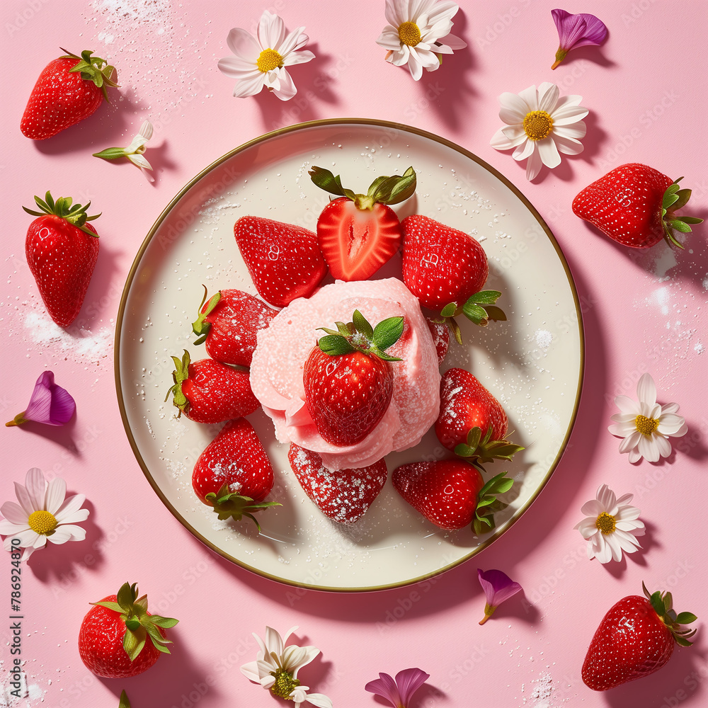 strawberry dessert with ice cream strawberry dessert with ice cream