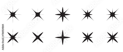 Star sparkle shine of doodle set. Star shine twinkle glow, spark glitter, magic party light vector illustration. Doodle sparkle elements. Used in web , templates ,isolated on white background in eps10