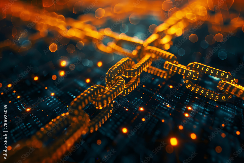 Close-up view of a chain link covered in sparkling droplets, with a bokeh light effect in the background. Close-up view of a chain link covered in sparkling droplets, with a bokeh light effect in the background.